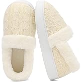 UBFEN Womens Fuzzy House Slippers Warm Bedroom Shoes with Faux Fur Lining Non Slip Memory Foam Slippers for ladies Indoor and Outdoor