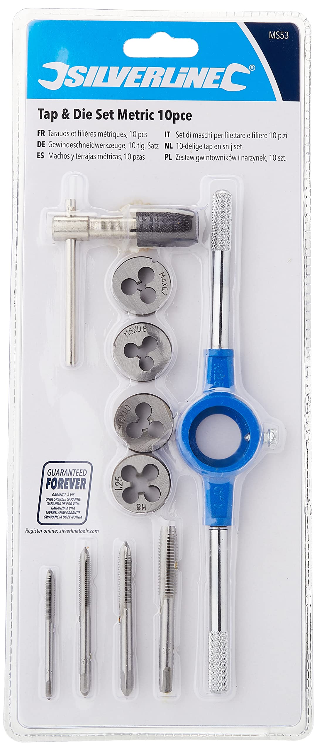 Silverline Tap & Die Set Metric 10pce (MS53)