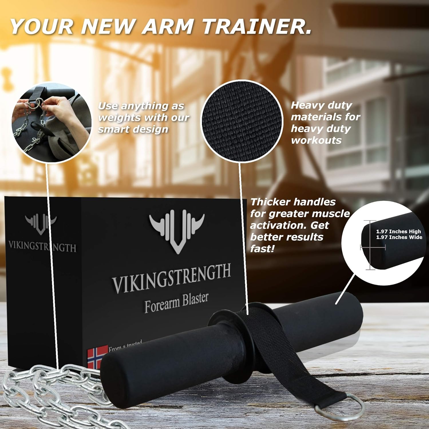Vikingstrength Forearm Blaster- Fat Thick Grips Forearm Strength Excercise Equipment for Men and Woman. Thick Wrist Roller Grips for Muscle Building and Injury Prevention Hand Grip Strengthener : Sports & Outdoors