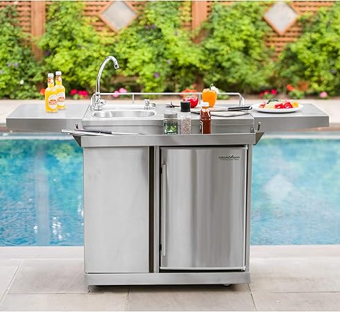 Amazon Com Leisure Season Outdoor Kitchen Cart Beverage Center