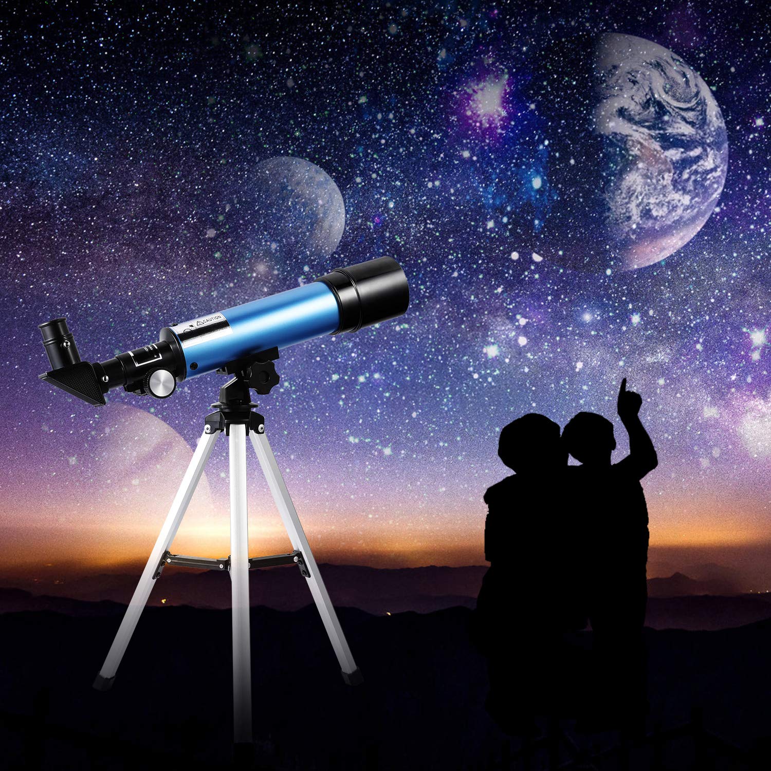 Telescope for Kids, Merkmak Educational Toy for Beginners Science Plastic Tools with Tripod and 3 Magnification Eyepieces 360/50mm Spotting Scope
