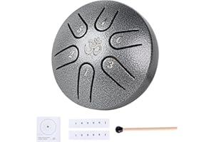 Yahpetes Steel Tongue Drum Musical Percussion Instrument Metal Rain Drum for Outside 3 Inch 6 Notes C-Key for Meditation Yoga Education Percussion with Bag, Music Book, Mallets (3"6 tone, Silver)