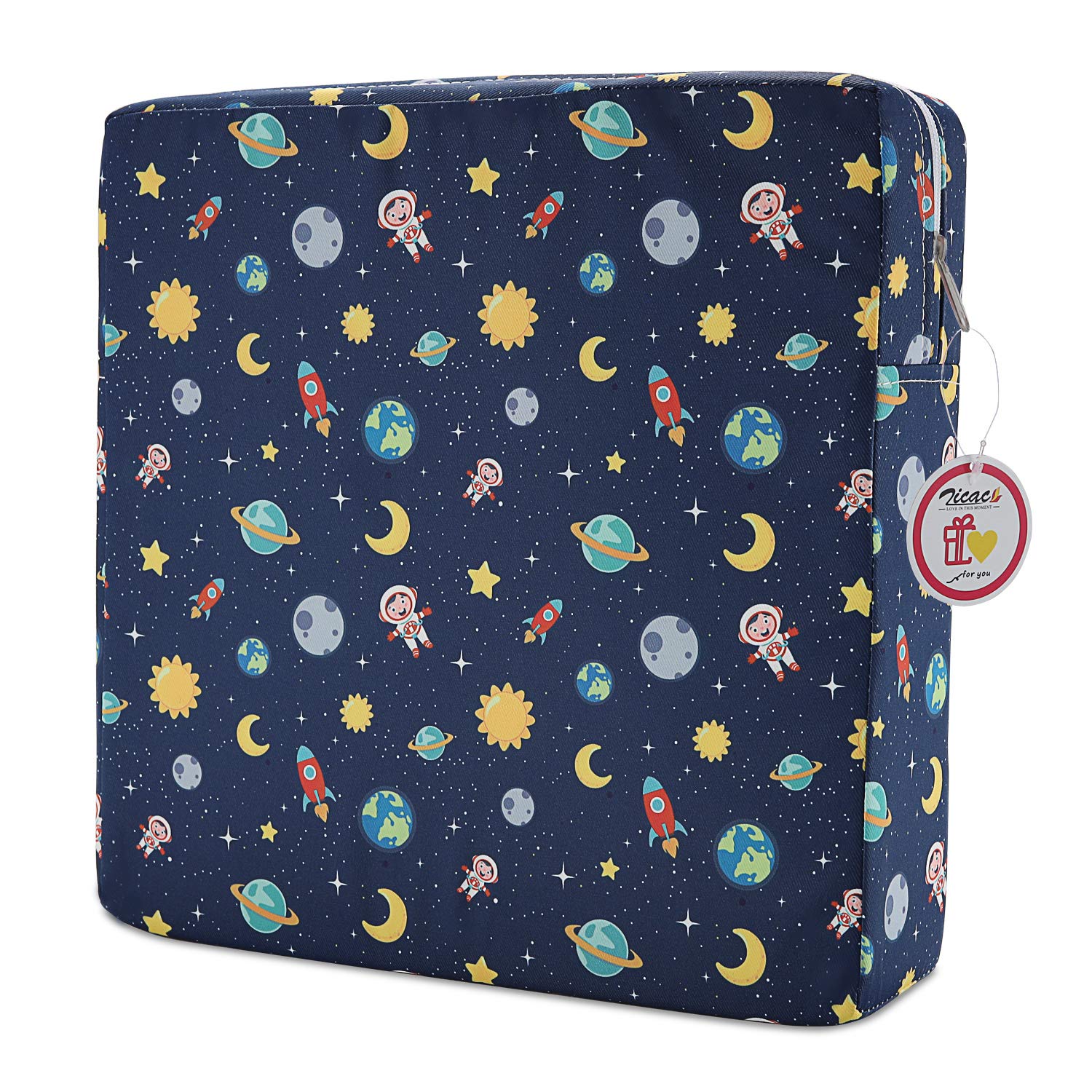 Booster Seat Owl Printed Harness Cushion Dismountable Kid Baby Seat Highten Pad Travel Storage Chair Toddler Infant Dining Chair (Star Blue)