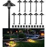 SUNVIE 12-Pack 6" Low Voltage Pathway Lights 3W 3000K Black, with Connector | Cast-Aluminum, Warm White, 12-24V AC/DC, ETL Listed Wire, IP65 Waterproof, Outdoor Landscape Path Lights for Driveway Garden