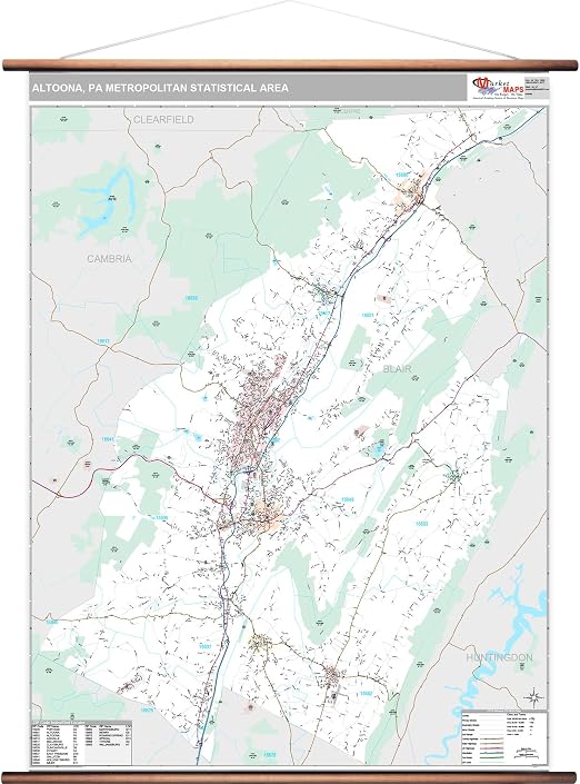 Altoona Pa Zip Code Map Amazon.com: MarketMAPS Altoona, PA Metro Area Wall Map   2018 