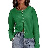 Saodimallsu Womens Button Down Cardigan Sweaters Lightweight Long Sleeve Crew Neck Summer Knit Open Front Tops