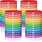 DaikeAion 120pcs Christian Rubber Bracelets Bulk Bible Verse Cross Scripture Silicone Wristbands Christian Gifts for Sunday School Prizes Bible Silicone Bracelets - 7.5" 12 Designs （Rainbow Colors）