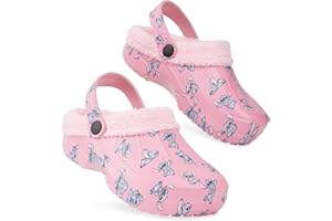 Disney Stitch Clogs for Girls with Fleece Lining, Slip On Shoes, Cozy Indoor, Outdoor Winter Clogs, for Girls