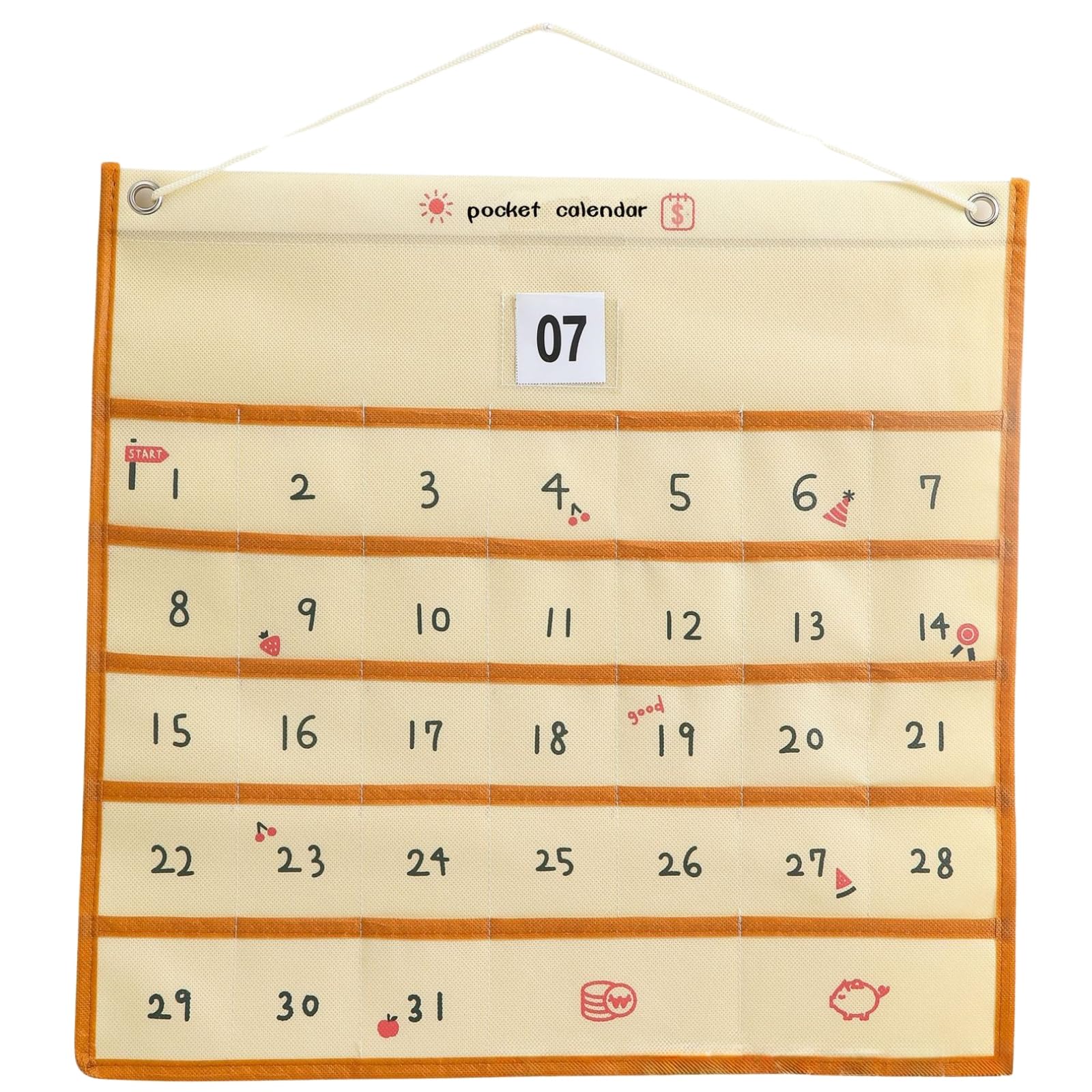 cocoriko お薬カレンダー 1ヶ月 壁掛け 月間 ポケット付き １か月分 ウォールポケット 服薬管理 (ベージュ（不織布）)商品画像