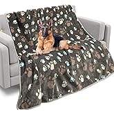 Rezutan Upgraded Dog Blankets for Large Dogs, Dog Cat Flannel Blankets Washable, Soft Pet Mat Throw Cover for Kennel Crate Bed, Cute Paw Pattern, Dog Blanket, Pet Blanket (Grey 50" x 60")