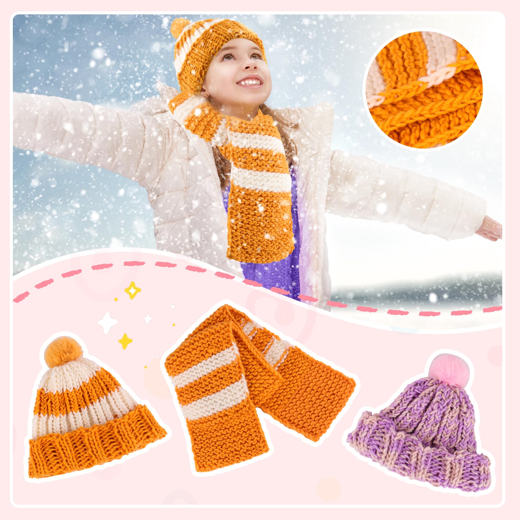 AHCo. Knitting Loom Kit for Beginners, Creative Craft Toy for Girls Ages 7 8 9 10 11 12 with Storage Bags Yarns Knitting Tools, Fantastic DIY Gifts Knit Hat Scarf Coaster (Pink)