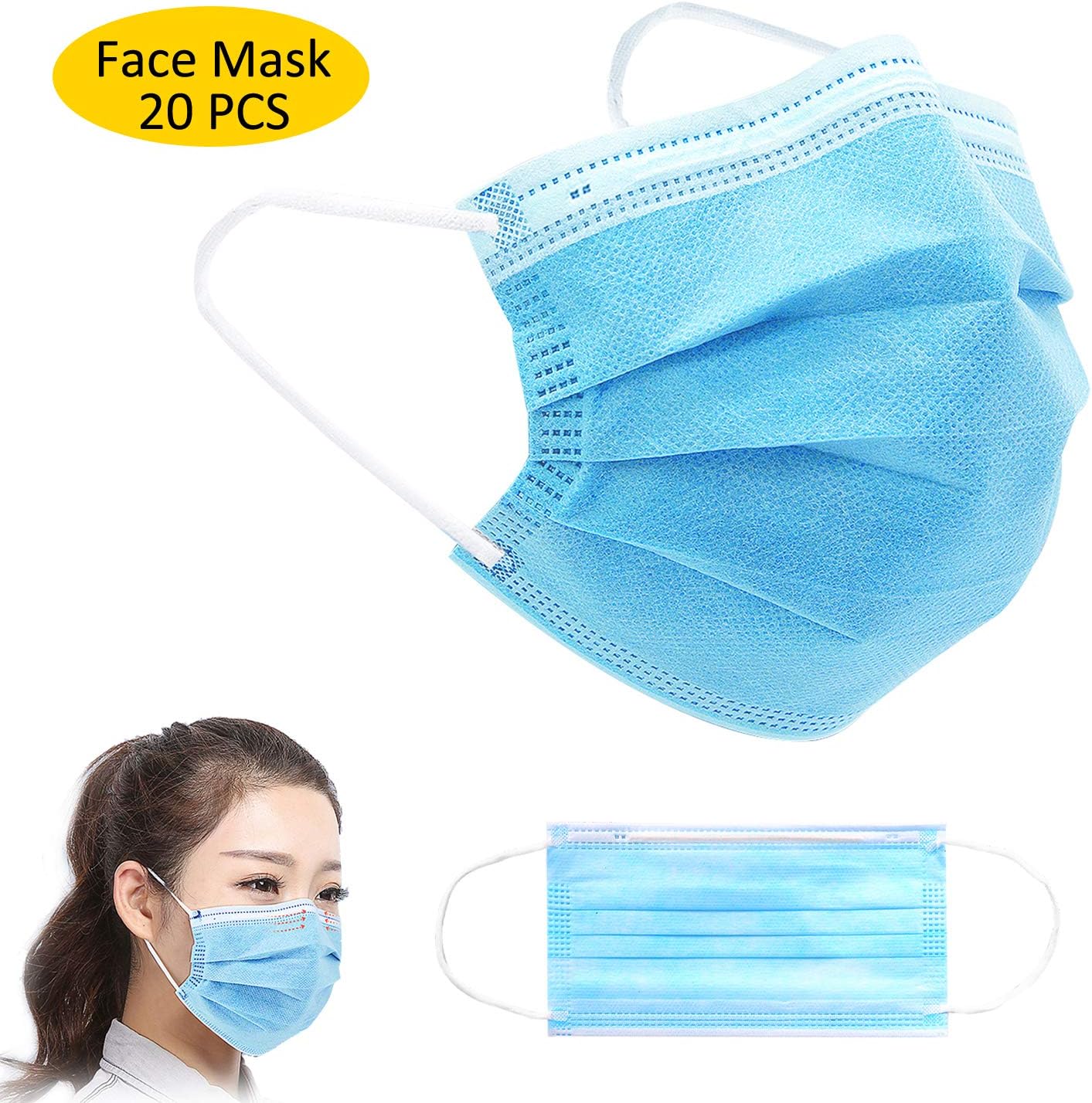 UTOTEBAG Great Facial Mask for Daily Use (Blue,20 Pcs)