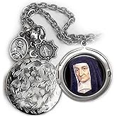 St. Louise de Marillac Locket Necklace, Patron Saint Confirmation Gift, Italian Charms, Catholic Jewelry