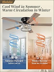 56 Inch Low Profile Chandelier Ceiling Fan with