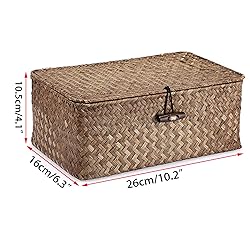 Hipiwe Wicker Shelf Baskets Bin with Lid, Handwoven