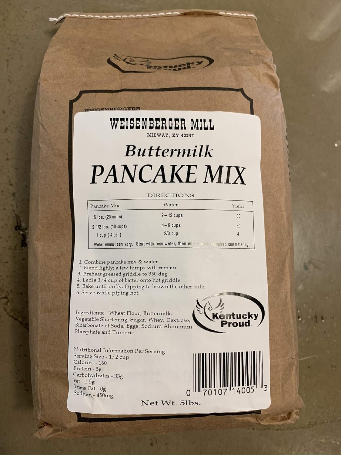 Weisenberger Mill Buttermilk Pancake Mix 5lb bag Grocery & Gourmet Food