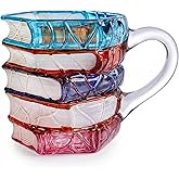 Chasefun Valentine's Day 3D Painted Book Glass Coffee Mug, Heat-Resistant Colorful Cup, Christmas Gift for Book Lovers, Readers, Writers, Librarians
