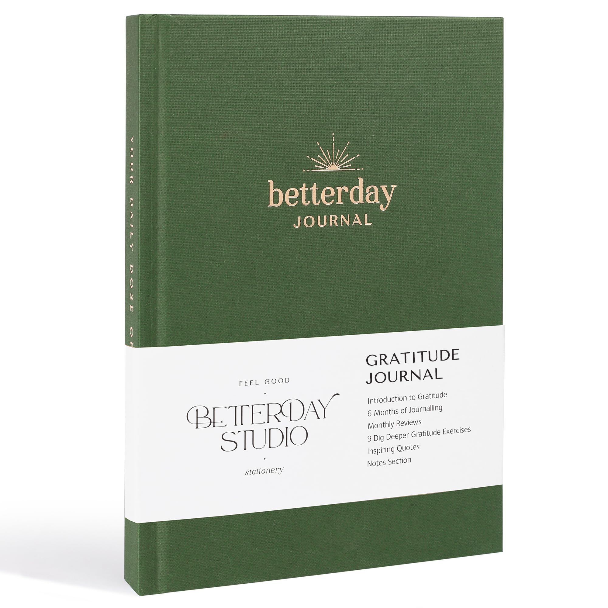 Betterday Gratitude Journal for Women | Affirmation Journal - Daily Journal for Happiness, Reflection Journal with Prompts - Mindfulness Journal & Self Care Book | Gratitude Diary, Olive Green