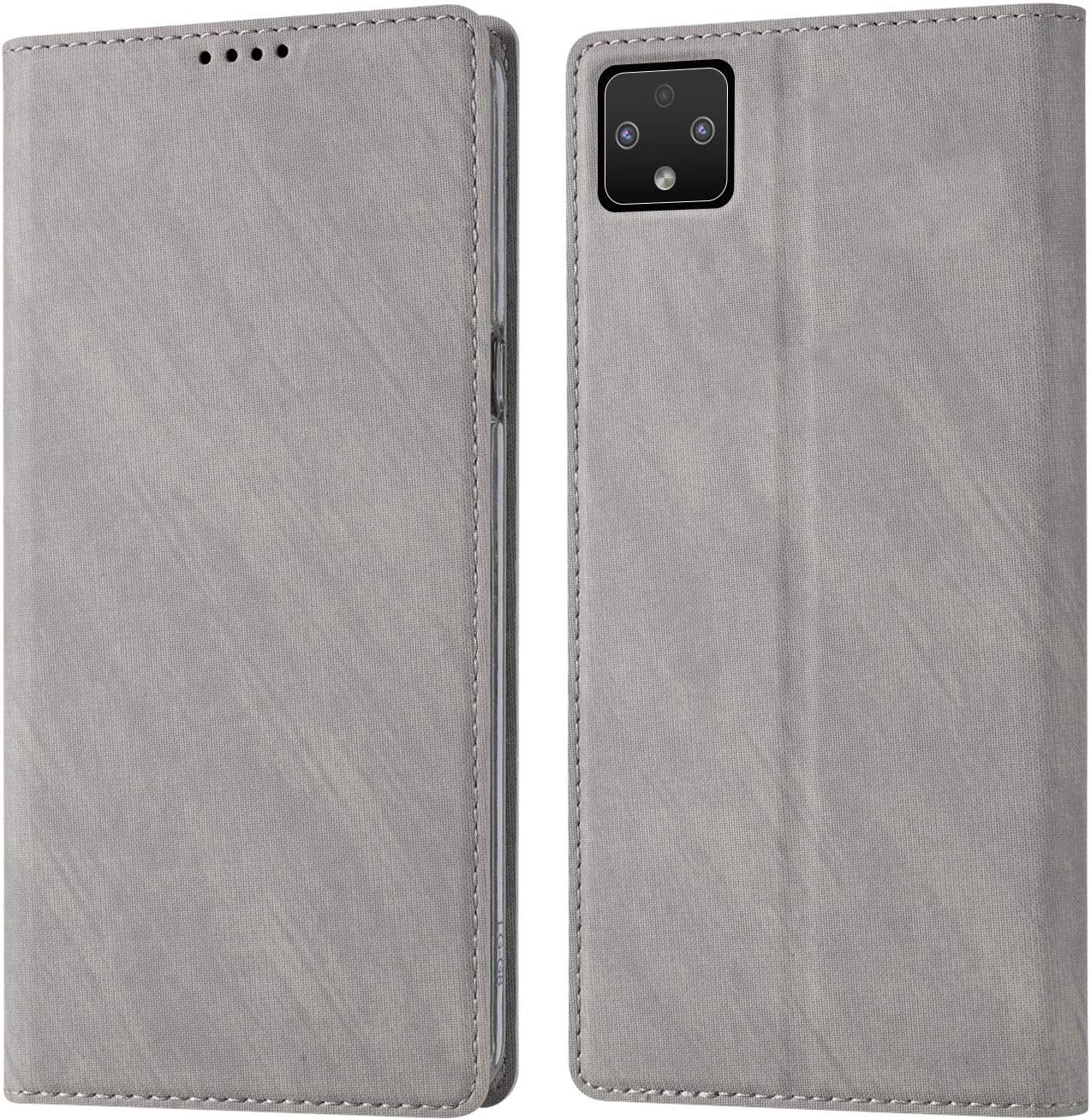 Pixel 4XL Case, HATA Google Pixel 4XL FILP Leather Wallet case with View Stand Card Slot Holders Magnetic Pixel 4XL Full Cover Hybrid case (Gray, Pixel 4XL)
