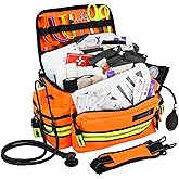 Lightning X Mid-Sized First Responder EMT Bag | LXMB25 | Fully Stocked w/ 240+ First Aid, EMS & Trauma Supplies - ORANGE
