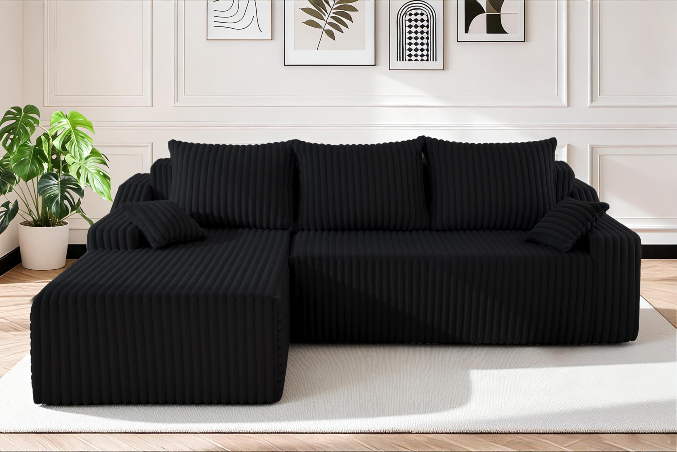 Photo 1 of **PARTS ONLY** PARTIAL SET** HABUTWAY 94'' Cloud Sectional Couch, Boneless Sofa with Deep Seat, Modular Comfy L-Shape Couch with Chaise for Living Room Bedroom, No Assembly Required(Black,Left Facing Chaise)