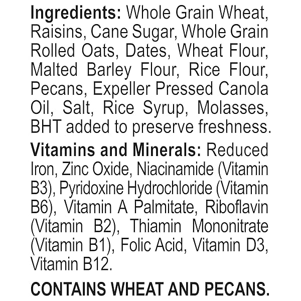 GREAT GRAINS RAISINS, DATES & PECANS BREAKFAST CEREAL FOR ADULTS, CRUNCHY CLUSTERS WITH DRIED FRUIT AND NUTS, NON-GMO, HEART HEALTHY, 19 OZ BOX