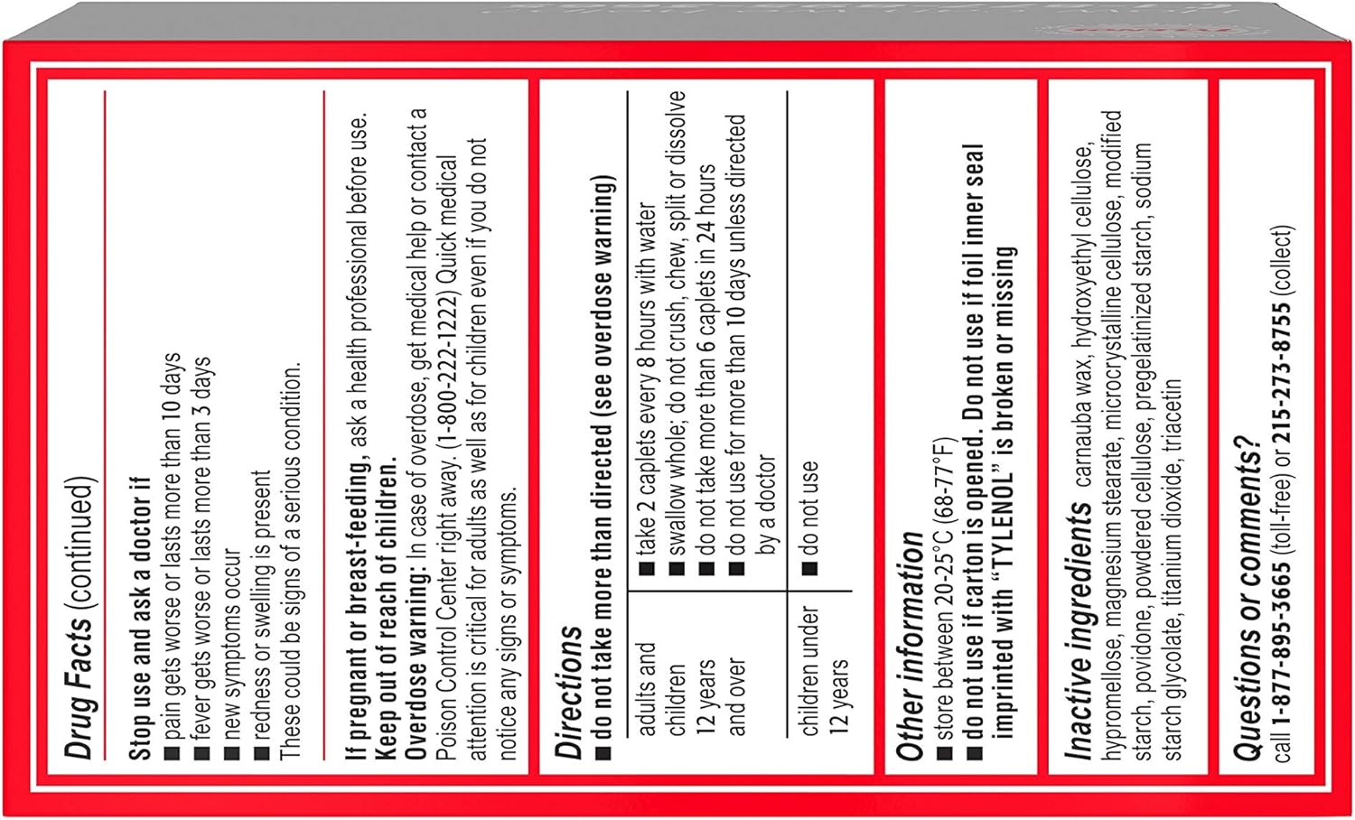 Tylenol 8 Hour Muscle Aches & Pain Acetaminophen Tablets for Muscle & Joint Pain, 100 ct: Health & Personal Care