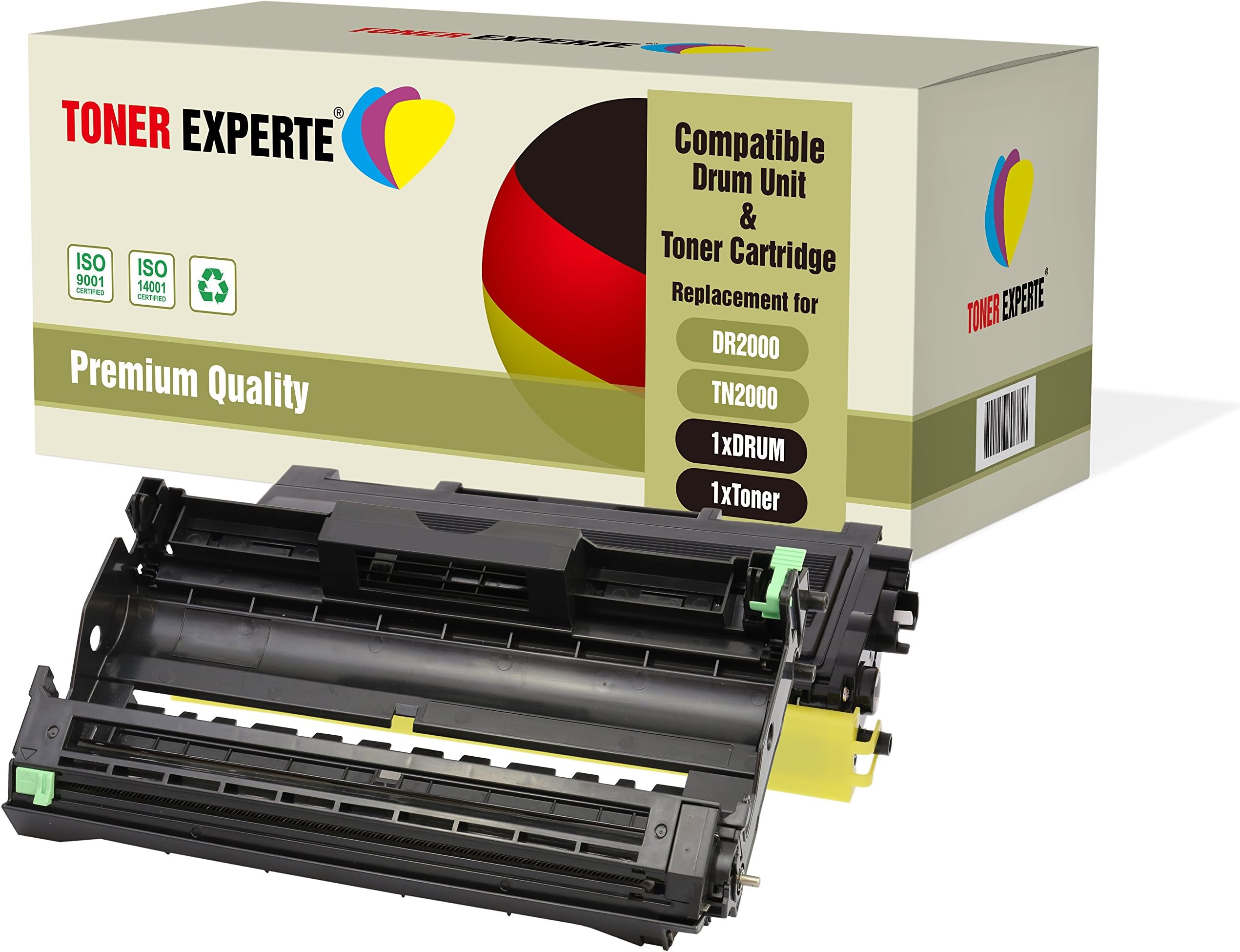 TONER EXPERTE2-Pack Compatible with DR2000 TN2000 Drum Unit & Toner Cartridge for Brother DCP-7010 DCP-7020 DCP-7025 HL-2030 HL-2032 HL-2040 HL-2050 HL-2070 MFC-7420 MFC-7820N FAX-2820 FAX-2920