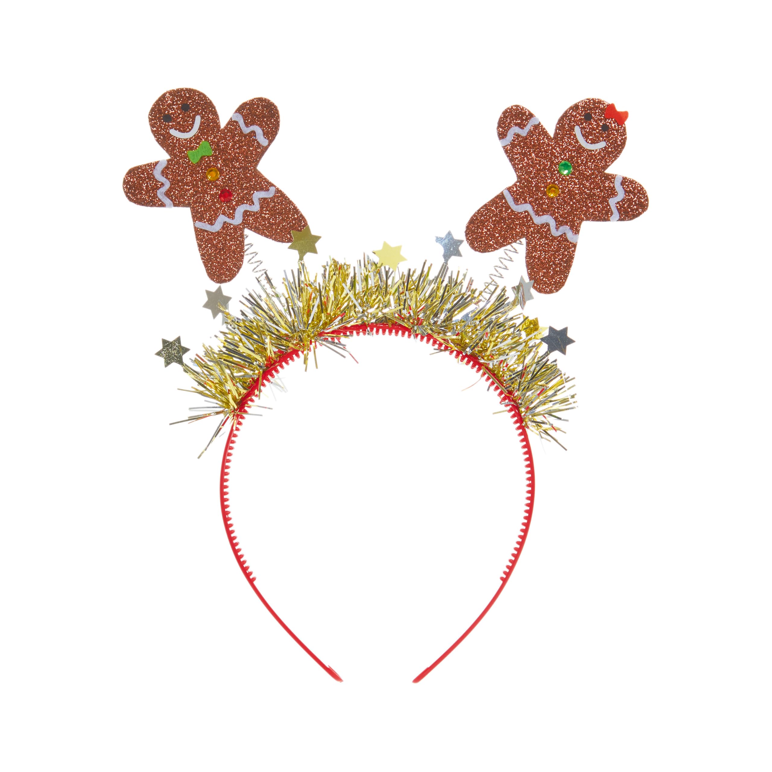 Premier Decorations Glitter Christmas Gingerbread Man Headband Head Boppers Xmas Hat Novelty Festive Accessory Dress Up