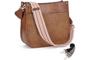 HKCLUF Crossbody Bags for Women Trendy Vegan Leather Hobo Handbags With 2PCS Adjustable Guitar Strap Shoulder Bucket Bags