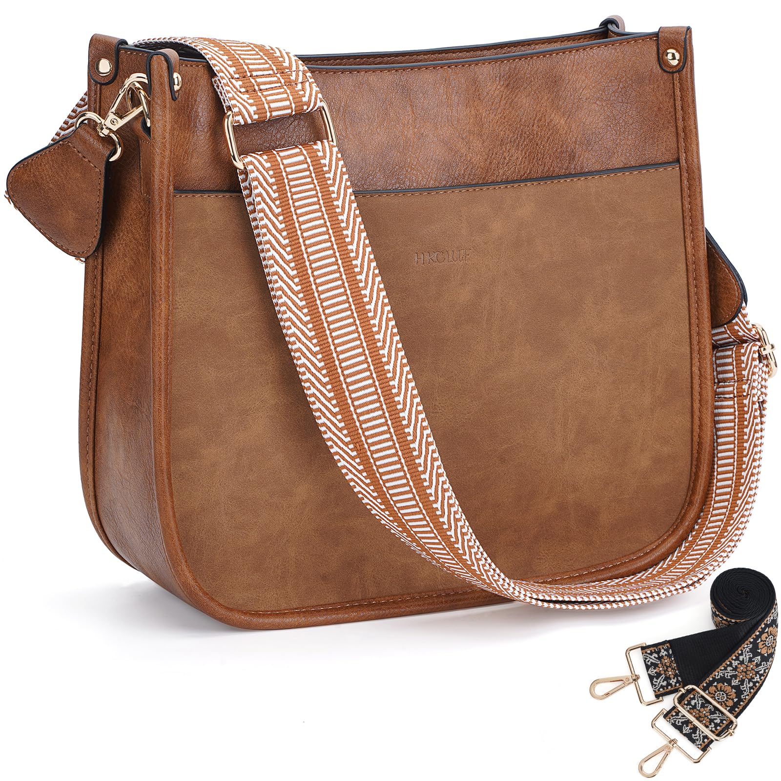 HKCLUF Crossbody Bags for Women Trendy Vegan Leather Hobo Handbags