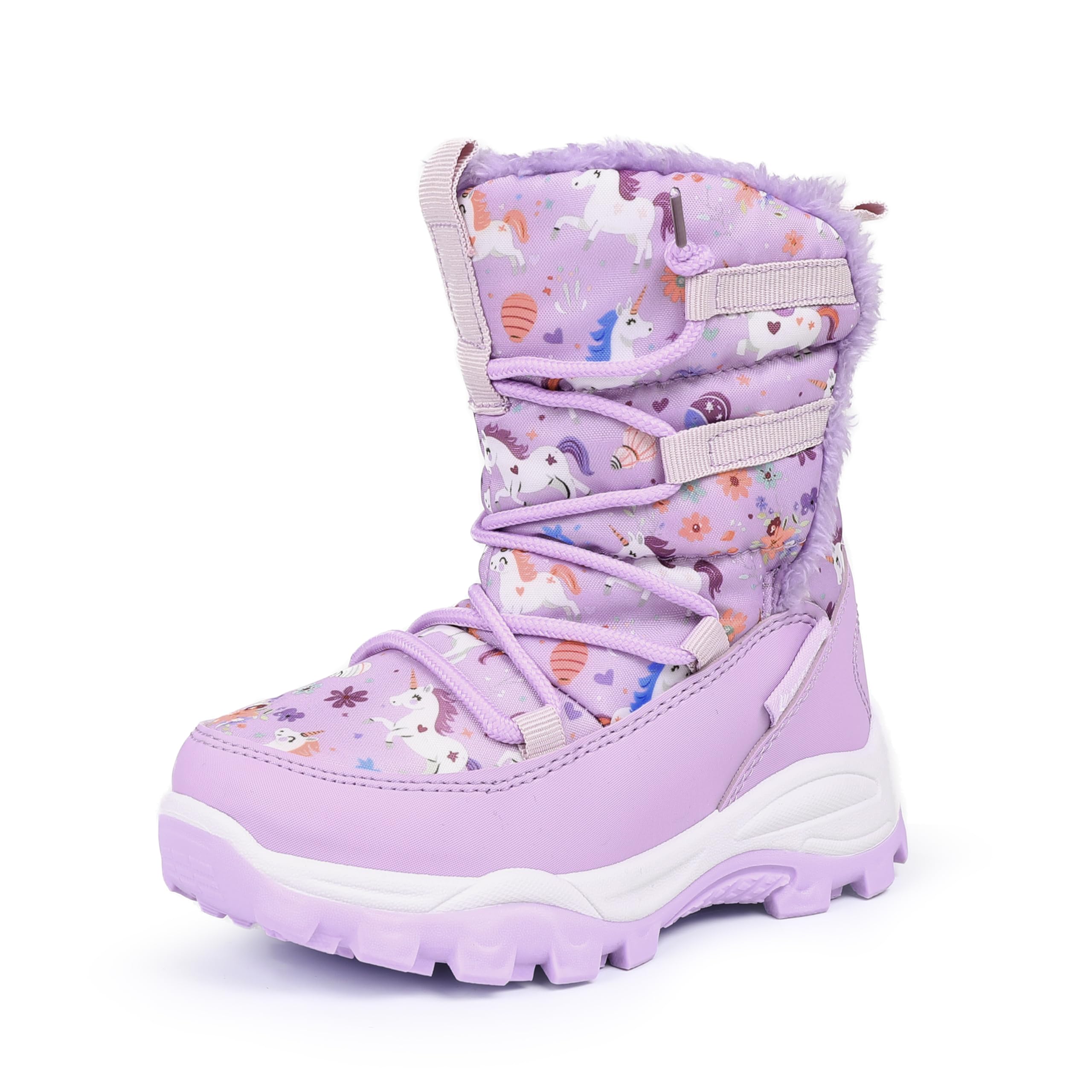 FANTURE Winter Snow Boots for Boy and Girl Outdoor with Fur Lined (Toddler/Little Kids) U425WXZ895.EL-Purple-22 Image