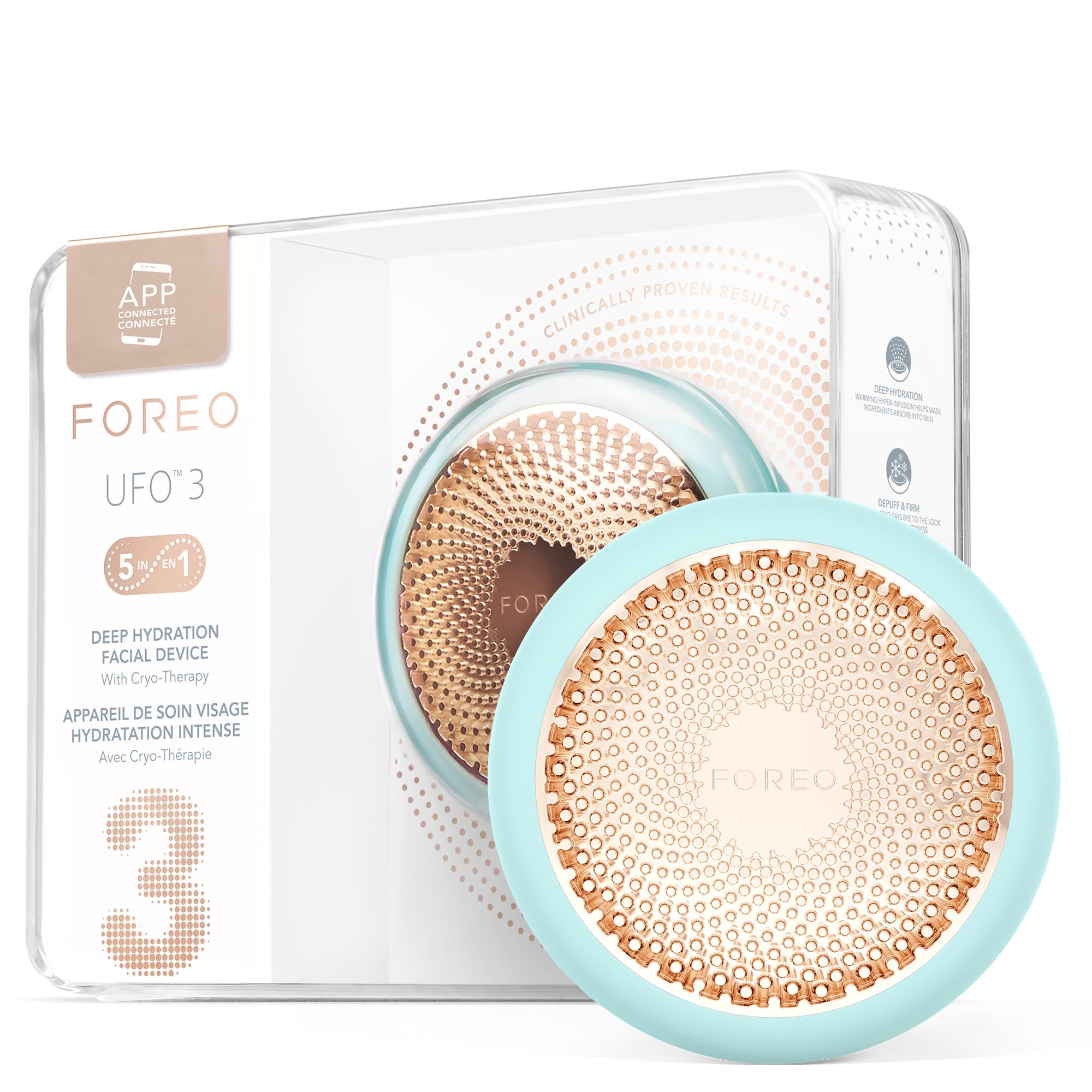 Photo 1 of FOREO UFO 3 Deep Face Moisturiser - 5-in-1 Facial Spa - Red Light, Warming, Cooling, Face Massage, Anti Aging - Face Mask Skin Care - Arctic Blue