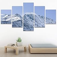 SIGNWIN 5 Panel Canvas Wall Art Snow Mountain for Home Decorations Ready to Hang - 60