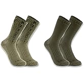 Carhartt Men's SC9602M Midweight Synthetic-Wool Blend Woodgrain Crew Sock 2-Pac