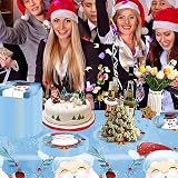 POPOYU 37Pcs Christmas Party Tableware Set Santa Snowman Plates Napkins view 4