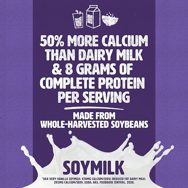 SILK SHELF-STABLE SOYMILK SINGLES, VERY VANILLA, DAIRY-FREE, VEGAN, NON-GMO PROJECT VERIFIED, 8 OZ., 18 PACK