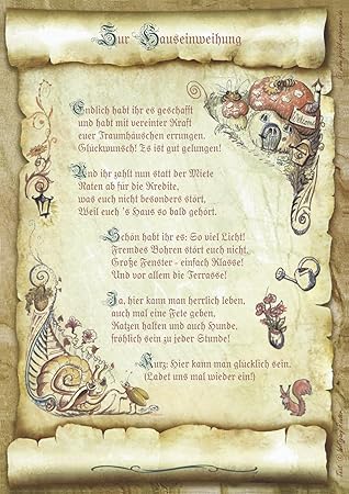 Gedicht Hauseinweihung Urkunde Geschenk Prasent Jubilaum Amazon