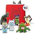 Tonies for Teachers Audio Player Starter Kit with Pete The Cat, Healthy Habits, Laurie Berkner, National Geographic Dinosaur, and Yeti - Red