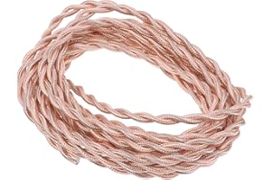 MAGICLULU 5m 2-Conductor Twisted Fabric Lamp Wire, Rose Gold Insulated Electrical Cord for DIY Lighting