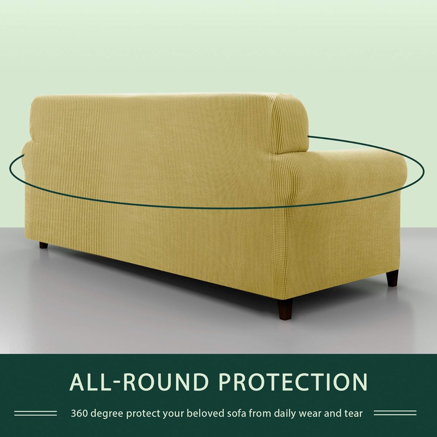 CHUN YI Stretch Chair Sofa Slipcover 1-Piece Couch Cover, 1 Seater Coat Soft with Elastic, Checks Spandex Jacquard Fabric, Small, Beige: Home & Kitchen