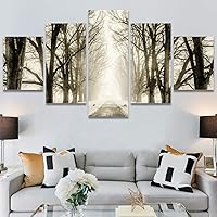 SIGNWIN 5 Panel Canvas Wall Art Modern Art Dramatic Forest Multicolor Photography Romantics Scenic for Home Decorations Ready to Hang - 60