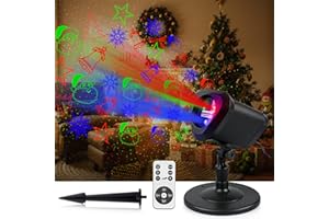 YINUO CANDLE Christmas Laser Lights Projector Outdoor, Projector Lights Landscape Spotlight Red and Green Star Show with Xmas Decoration Patterns for Indoor Outdoor Garden Patio Wall Yard