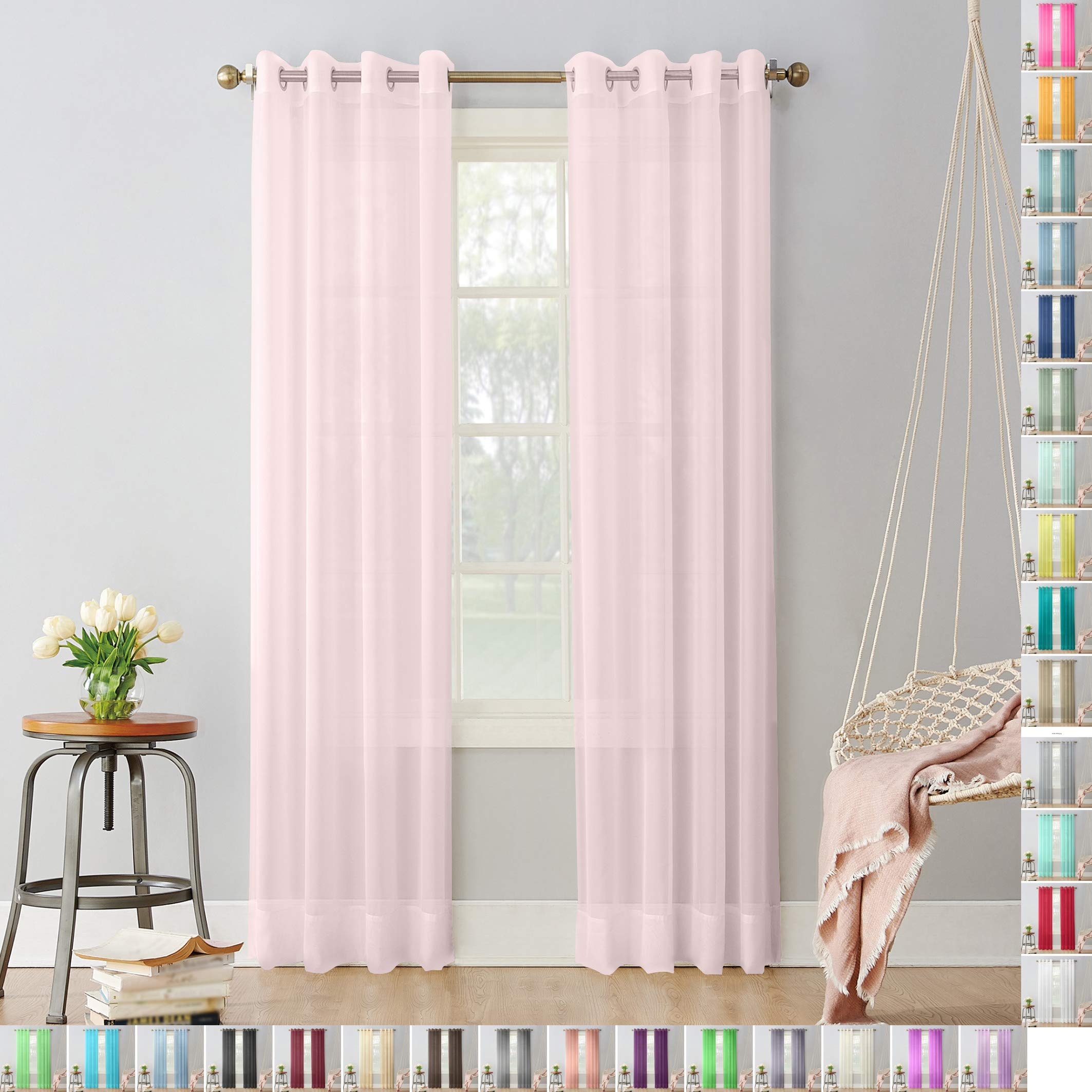 Megachest pair of sheer voile RING top (blush, 56" wideX81 drop(W142cmXH206cm))