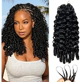 Miracle Knots Burmese Curly Crochet Human Hair 16 ins Knotless Hair Bundles | 100g Pre-Separated Feather Human Crochet Hair for Black Women Lightweight Invisible Reusable 100% Remy Hair Natural Black