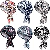 Geyoga 6 Pcs Chemo Headwear for Women Pre-Tied Head Scarves Turban Beanie Caps Cancer Head Wrap Headscarf for Yoga Running
