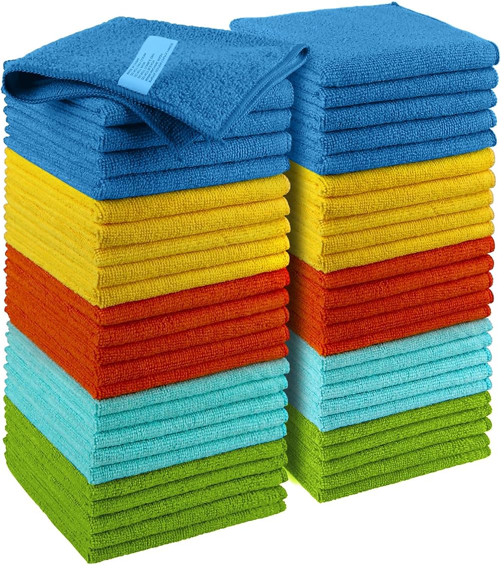 AIDEA Microfibre Cleaning Cloths 50 Pack Premium All-Purpose Car Towels 30x30 cm
