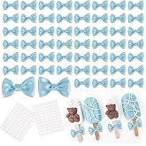 LiBongTa Peel and Stick 1.5 Inch Mini Premade Blue Satin Bows 100 Counts | Sky Blue Self-Adhesive Gift Bows for Wedding Cake Party Event Balloon Decor Gift Wrapping Baby Shower Treat Bags Card Making