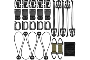 zhenchy Tactical Bag Molle Backpack Attachments Kit Accessories, D-Ring Grimloc Locking Gear Clip Web Dominator Elastic Strin