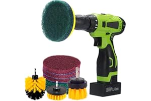 Kichwit 4 Inch Drill Power Brush Tile Scrubber Scouring Pads Cleaning Kit, 2 Inch Small Brush Included, Heavy Duty Household Cleaning Tool (Drill NOT Included)